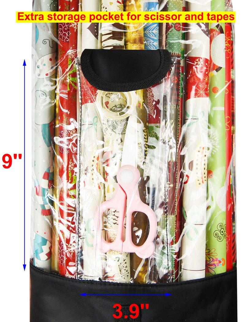 Freegrace Gift Wrap Organizer | Large 9" x 40.9" Wrapping Paper Rolls Storage Bag | Tearproof & Space Saving Under Bed Gift Bag Organization (Black) - Image 3